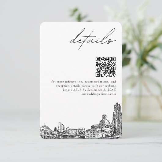 Pittsburgh Wedding Modern Details QR Code Begleitkarte (Stehend Vorderseite)