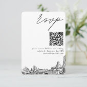 Pittsburgh Wedding Modern UAWG QR Code Small Begleitkarte (Stehend Vorderseite)