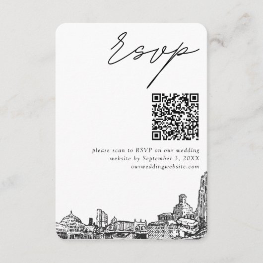 Pittsburgh Wedding Modern UAWG QR Code Small Begleitkarte (Vorderseite)