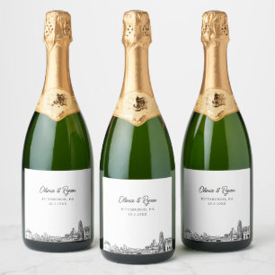 Pittsburgh Wedding Personalisiert Champagne Label Schaumweinetikett