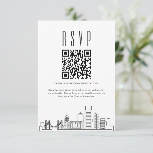 Pittsburgh Wedding QR Code UAWG Einladung (Stehend Vorderseite)