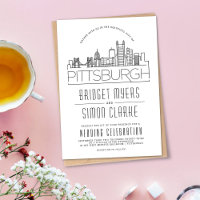 Pittsburgh Wedding | Stilisierte Skyline-Einladung