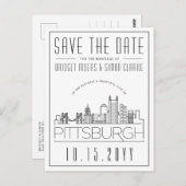 Pittsburgh Wedding Stylized Skyline Save the Date Postkarte (Vorne/Hinten)