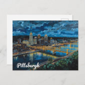 Pittsburgh Yellow Bridges City Art Postkarte (Vorne/Hinten)