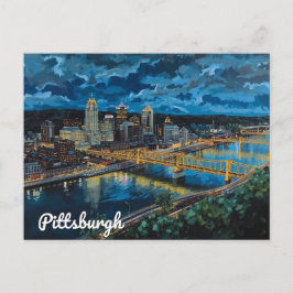 Pittsburgh Yellow Bridges City Art Postkarte