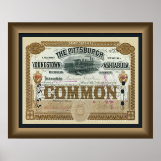 Pittsburgh ~ Youngstown ~ Ashtabula Bahn ~ 1892 Poster