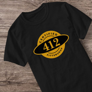Pittsburgh Zuhause 412 Schwarz Gold Yinzer T-Shirt