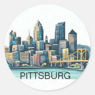 Pittsburgher Stadtbild Runder Aufkleber