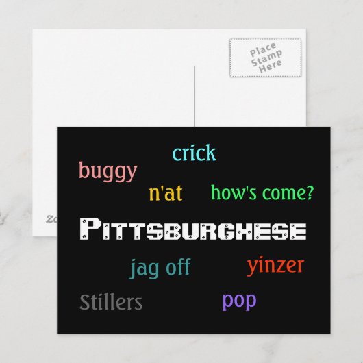Pittsburghese Postkarte (Vorne/Hinten)