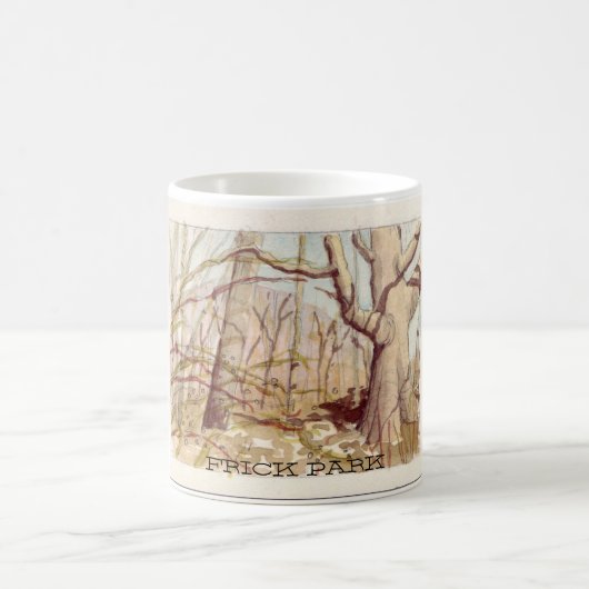 Pittsburghs Frick Park an einem Vorfrühlingtag Kaffeetasse (Mittel)