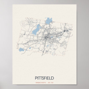 Pittsfield Massachusetts Straßenkarte Poster