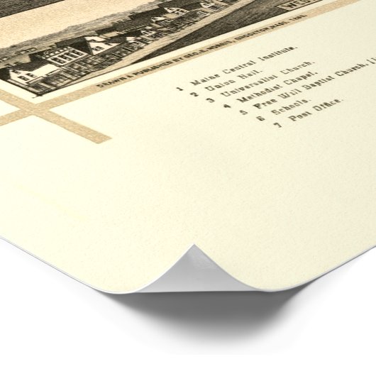 Pittsfield, ME Panorama Karte - 1889 Poster (Ecke)