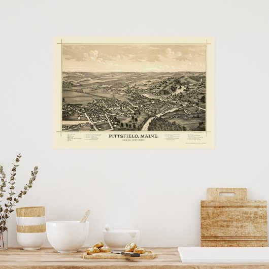 Pittsfield, ME Panorama Karte - 1889 Poster (Küche)