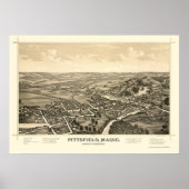 Pittsfield, ME Panorama Karte - 1889 Poster (Vorne)
