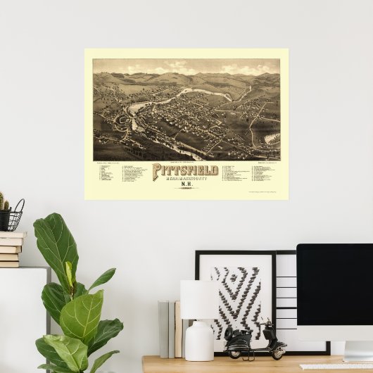 Pittsfield, NH Panoramic Map - 1884 Poster (Heimbüro)