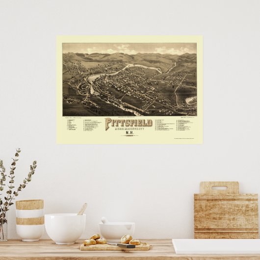 Pittsfield, NH Panoramic Map - 1884 Poster (Küche)