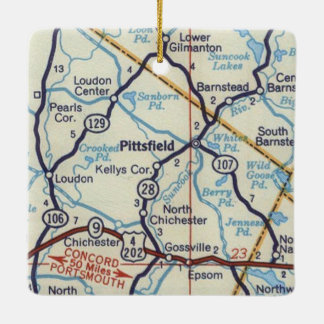 Pittsfield NH Vintage Karte Keramikornament