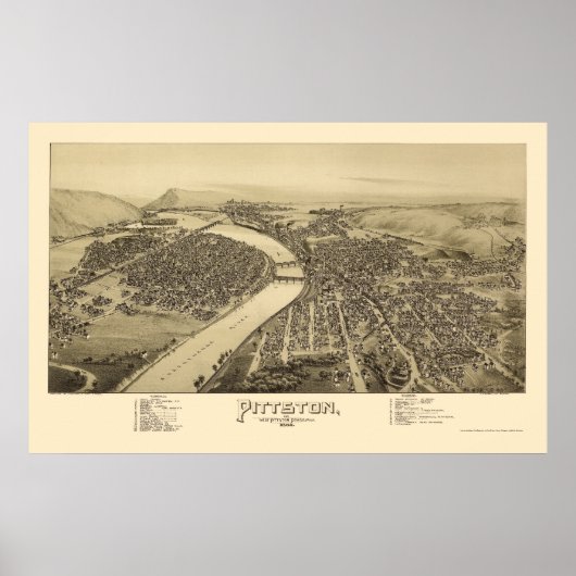 Pittston, PA Panorama Karte - 1892 Poster (Vorne)