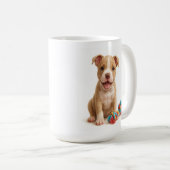 Pitty Party - Pitbull Welpe mit farbenfrohen Seils Kaffeetasse (VorderseiteRechts)