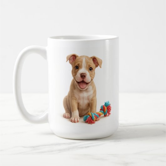 Pitty Party - Pitbull Welpe mit farbenfrohen Seils Kaffeetasse (Links)