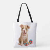 Pitty Party - Pitbull Welpe mit farbenfrohen Seils Tasche (Rückseite)