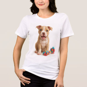 Pitty Party - Pitbull Welpe mit farbenfrohen Seils Tri-Blend Shirt
