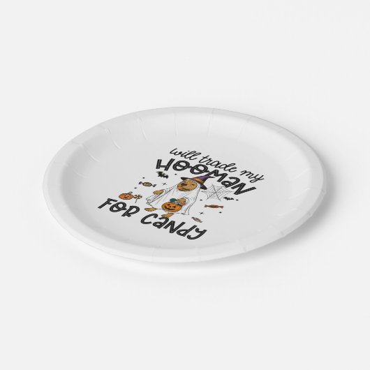 Pitull Dog Halloween Ghost Spooky Pappteller (Schrägansicht)