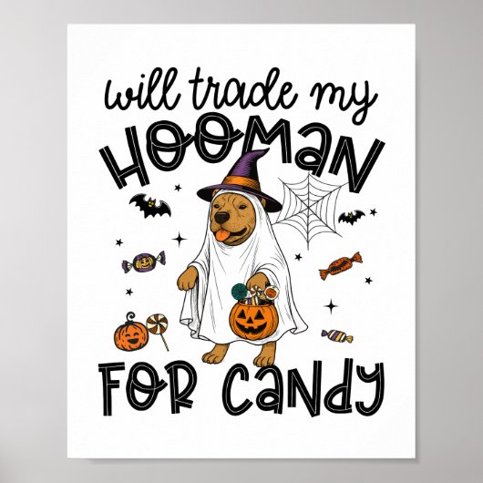 Pitull Dog Halloween Ghost Spooky Poster (Vorne)