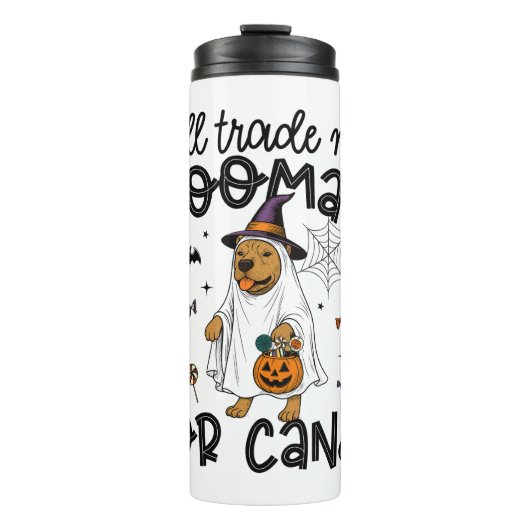 Pitull Dog Halloween Ghost Spooky Thermosbecher (Vorderseite)