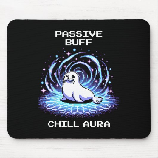 Pive Buff Chill Aura Pixel Art Seal Retro Gaming  Mousepad (Vorne)
