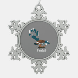 Piwakawaka Neuseeländischer Vogel Schneeflocken Zinn-Ornament