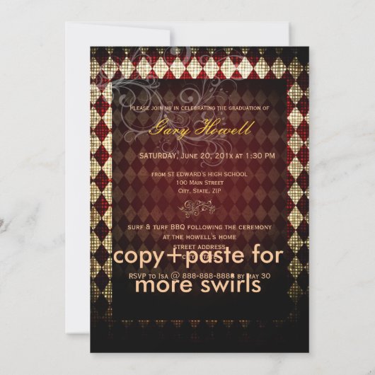 Pix Dezines 2011 Abschluss, Harlequin Einladung (Rückseite)