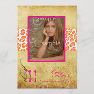 Pix Dezines 2011 Abschluss, rosa Leopard Einladung