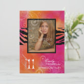 Pix Dezines 2011 Abschluss, Zebra Einladung (Stehend Vorderseite)