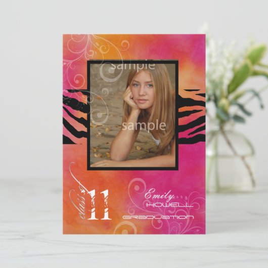 Pix Dezines 2011 Abschluss, Zebra Einladung (Stehend Vorderseite)