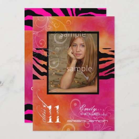 Pix Dezines 2011 Abschluss, Zebra Einladung (Vorne/Hinten)