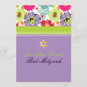 Pix Dezines Alegre Retro-Blüte, Bat Mitzvah Einladung