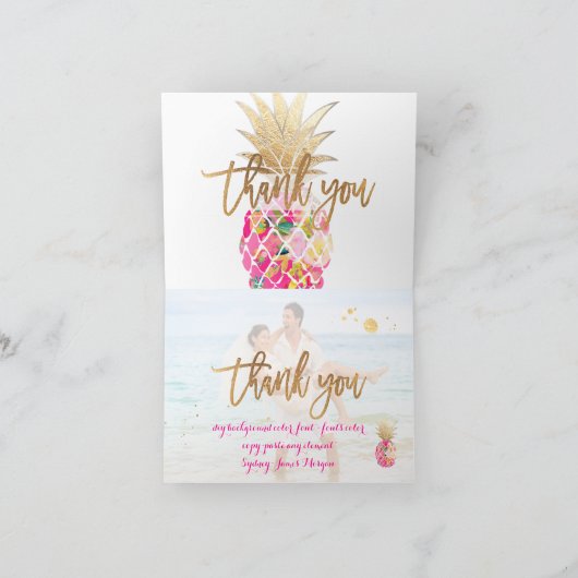 Pix Dezines Aloha Ananas/Pink/Danke Dankeskarte (Innenseite)