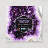 Pix Dezines Amethyst Quartz/Schmuckdesigner Quadratische Visitenkarte (Rückseite)