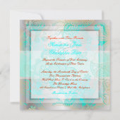 Pix Dezines aqua blauer Blumenstrauß+Imitat Silber Einladung (Rückseite)