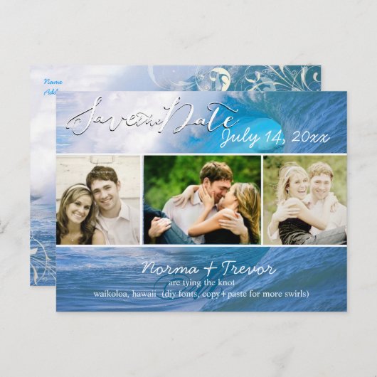 Pix Dezines banzai Pipeline Wellen/Save the Date Ankündigungspostkarte (Vorne/Hinten)