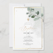 Pix Dezines Baptême d'Eucalyptus Rustique Aquarell Einladung (Vorderseite)