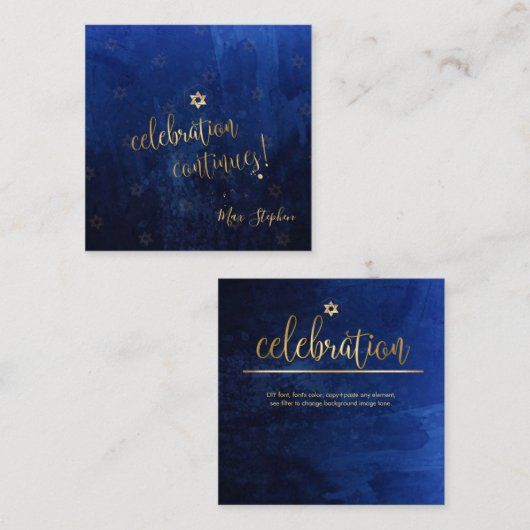 Pix Dezines Bar Mitzvah Celebration Cards ✡ Marine Begleitkarte (Vorne/Hinten)