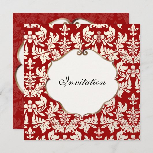 Pix Dezines Baroque 1 / Rot Einladung (Vorne/Hinten)