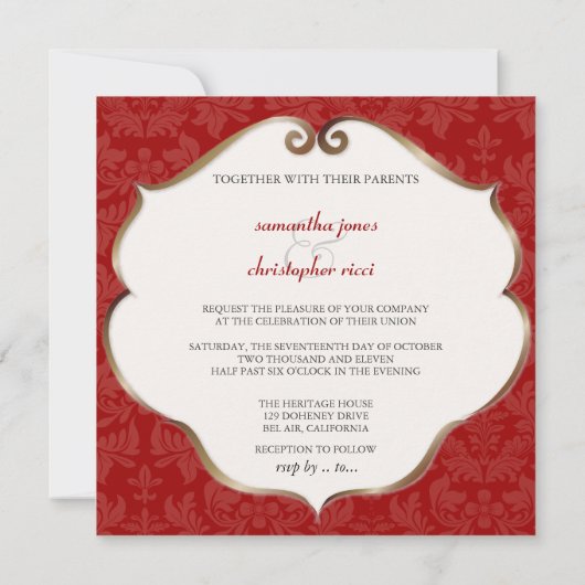 Pix Dezines Baroque 1 / Rot Einladung (Rückseite)