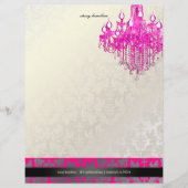 Pix Dezines Baroque Damask/heiß rosa Kronleuchter Briefbogen (Vorderseite)