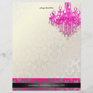 Pix Dezines Baroque Damask/heiß rosa Kronleuchter Briefbogen