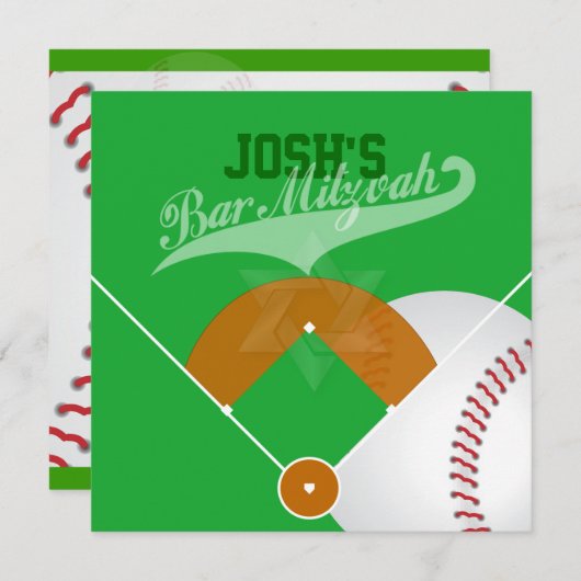 Pix Dezines ✡ Baseball Diamond/Bar Mitzvah Einladung (Vorne/Hinten)