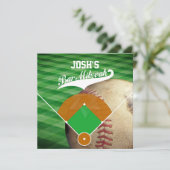Pix Dezines ✡ Baseball Diamond/ Bar Mitzvah Einladung (Stehend Vorderseite)