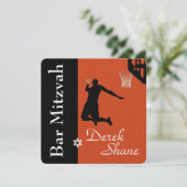 ✡ Pix Dezines Basketball Bar Mitzvah Einladung (Stehend Vorderseite)